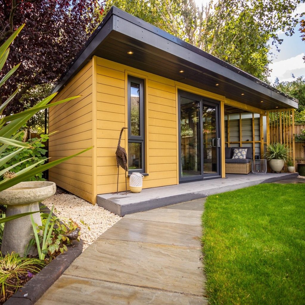 Composite cladding on a garden room